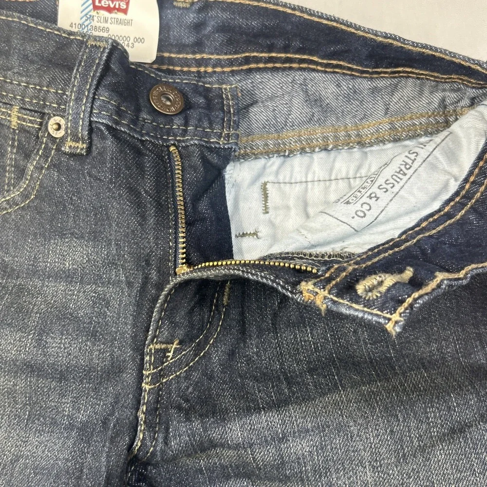 Levis‎ 514 Slim Straight Leg Jeans Boys 8 24x22 Regular Dark Wash Zipper Pocket